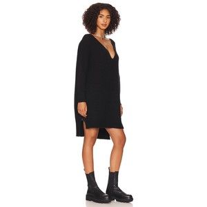 Free People NWT C.O.Z.Y. Pullover Dress V Neck Sweater Knit Tunic Black Sm New